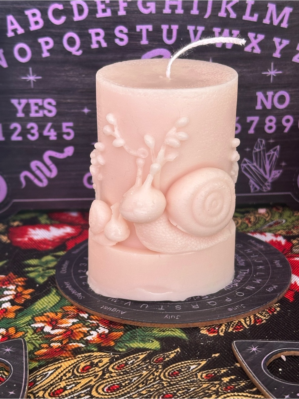 Cream Snail Pillar Candle | Woodland Cottagecore Candle | Handmade Nature Decor